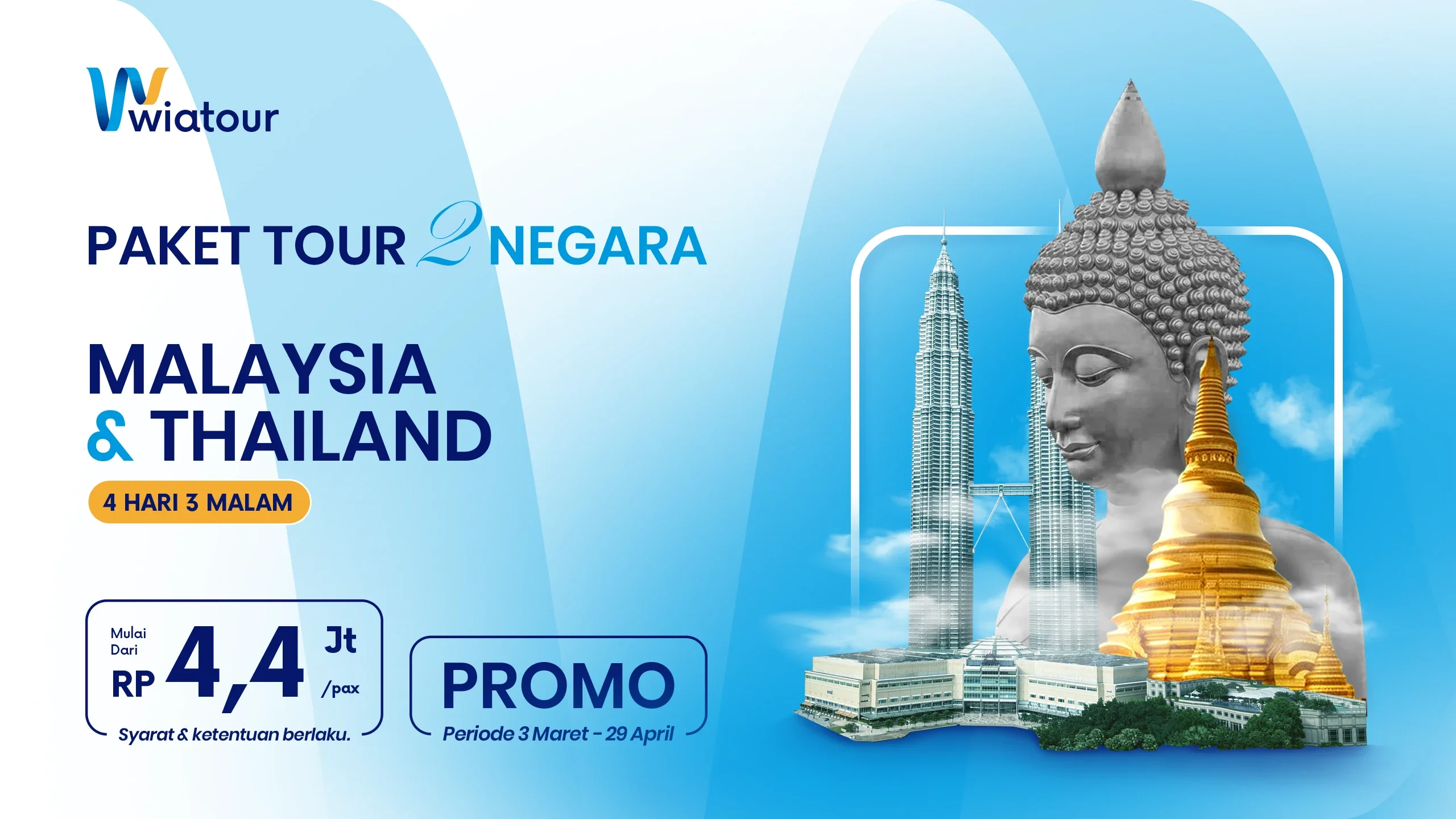 Hero Image Paket Tour 2 Negara Malaysia dan Thailand. (4 Hari 3 Malam)